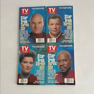 Set of 4 Star Trek 30th Anniversary Captains Issue TV Guide 1996 Vintage